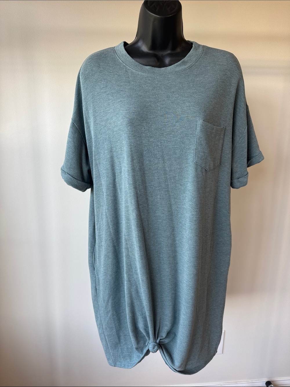 Cherish Mini Dress in Heather Teal Blue